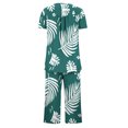 thumbnail image 5 of Nmnitkp Pajamas for Women Set Soft and Friendly Skin Women Pajamas Sets Boho Floral Pleated Loungewear Short Sleeve Button Crewneck Tops and Capri Pants 2 Piece Outfits with Pockets, 5 of 7