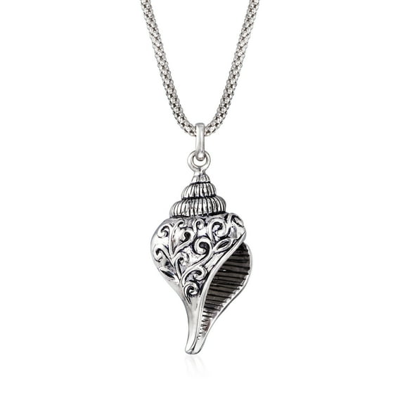 Ross-Simons Sterling Silver Scrolling Seashell Pendant Necklace, Women's, Adult