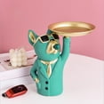 thumbnail image 3 of Bandeja de almacenamiento de estatua de bulldog de resina, arte para decoración del hogar, escultura, figurita de animal verde, 3 of 8