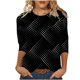 thumbnail image 2 of ICHUANYI Clearance Women's Fashion Printed Loose T-shirt 3/4 Sleeves Blouse Round Neck Casual Tops(Black, L) ICHUANYI WER2023080814527, 2 of 5