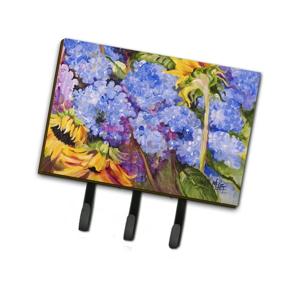 Carolines Treasures JMK1119TH68 Hydrangeas and Sunflowers Leash or Key Holder Triple multicolor