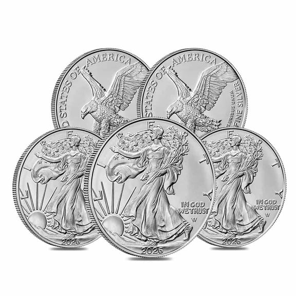 Lot of 5 - 2026 1 oz Silver American Eagle $1 Coin BU