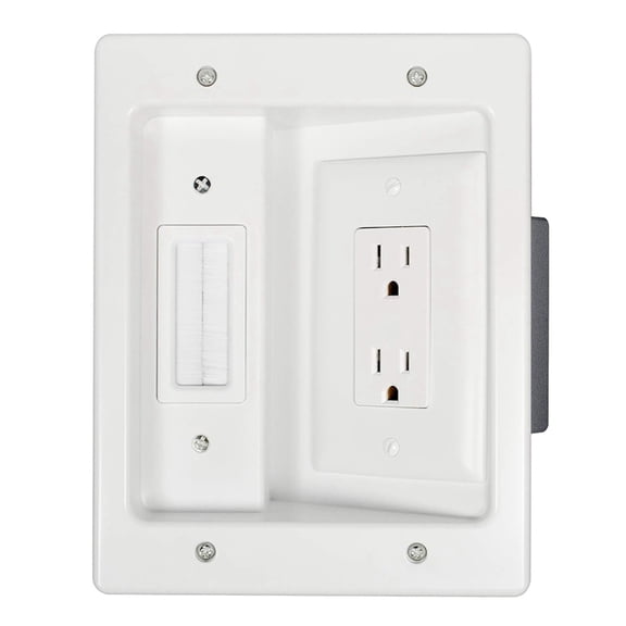Recessed Outlet Box in Wall Cable Management Kit 15A 125V Hide TV Power Cables & Low Voltage Wires Behind the Wall