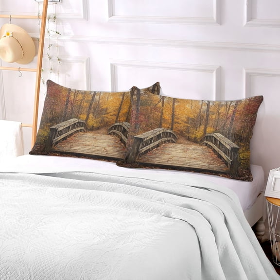 Pillow Case Plush Pillow Wooden Bridge Painting Case standard size/King size/Queen size Bed Pillow Pillowcases