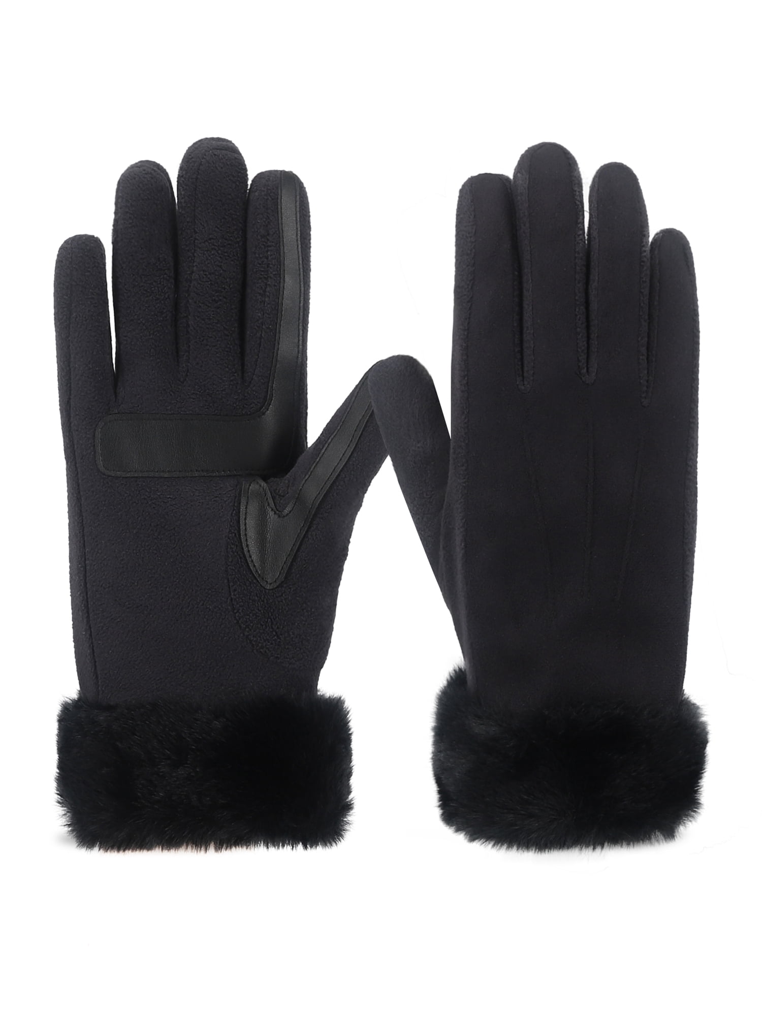 Isotoner Women's Microsuede Gloves with Faux Fur Cuff