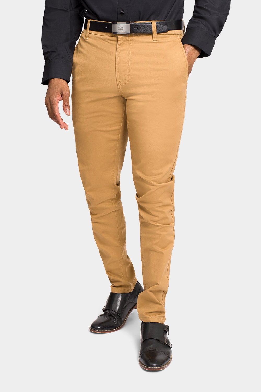 Buy Men's Slim Fit Stretch Chino Pants Wheat at Ubuy Bahrain