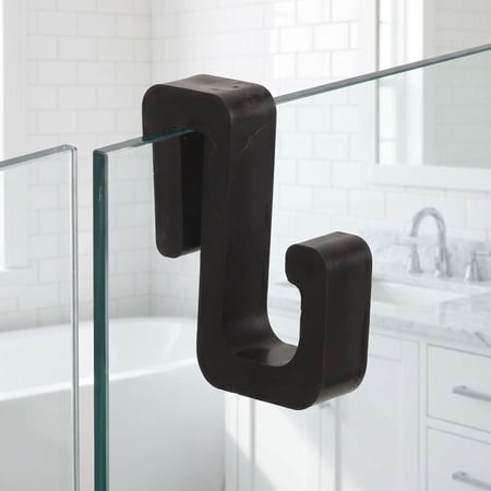 Yardwe No-Drill Over Door Hooks Tpe Heavy Duty Black for Glass Door Towel Hanger 10Pcs
