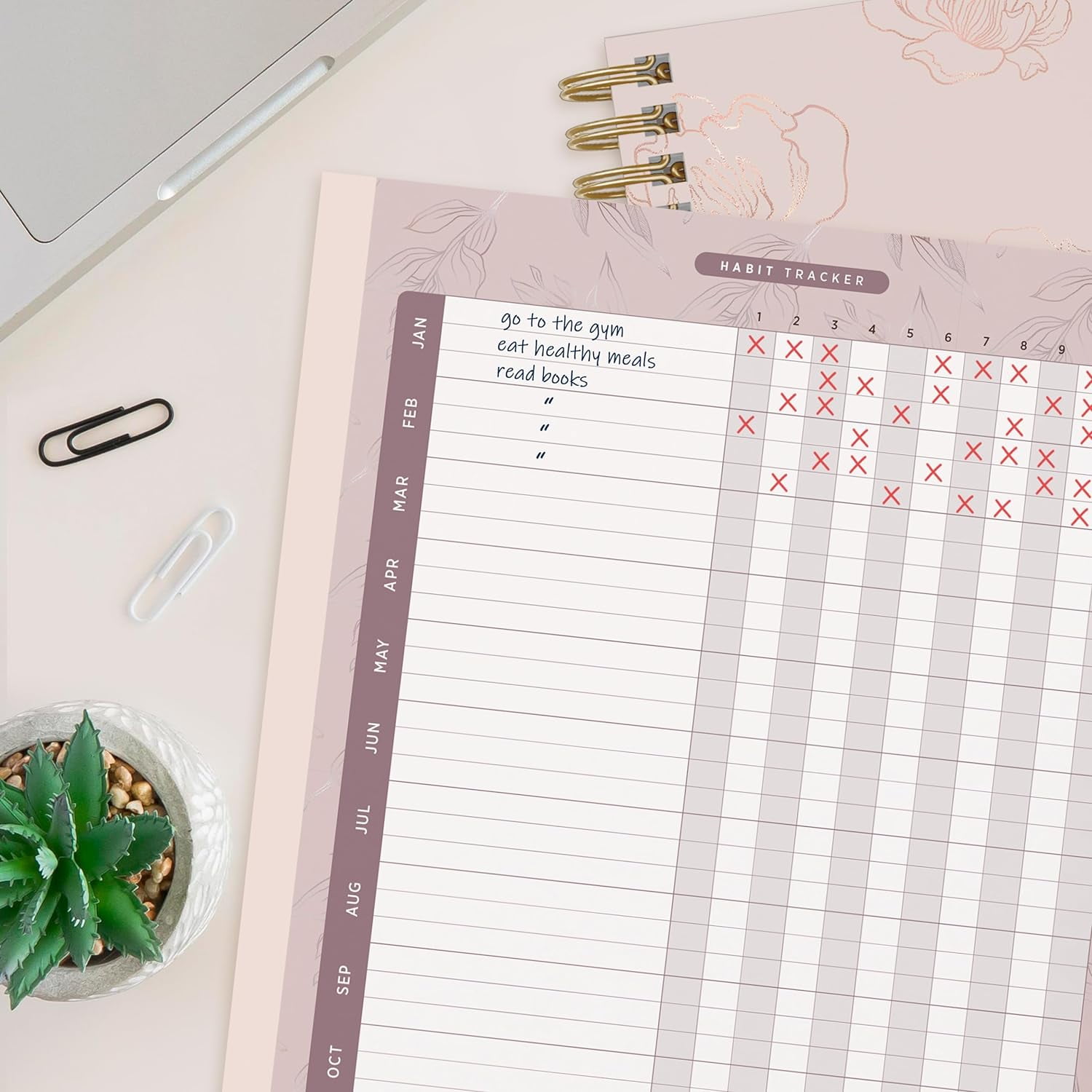 Bright Day Calendars チェックリスト ローズゴールド Bright Day Calendars Rose Gold Floral Planner, 2024 Weekly and