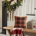 thumbnail image 5 of Tartan Plaid Christmas Lumbar Pillow plush Trim, 18*18in Christmas Outdoor Lumbar Pillow Covers, Xmas Holiday Decorative Tartan Pillows for Living room sofa, bedroom bed(E), 5 of 9