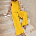 thumbnail image 5 of XuJwPNcy Women's Two Piece Outfits Crew Neck Sleeveless Tank Top with Wide Leg Pants Lounge Matching Sets, 5 of 7