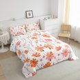 thumbnail image 4 of Manfei Orange Groovy Floral Bedding Comforter Set for Kids, Rustic Plant Botanical Twin Comforter Sets, Kawaii Cartoon Reversible Bedding Set, Microfiber Bedroom Decor, 2 Pieces, 4 of 9