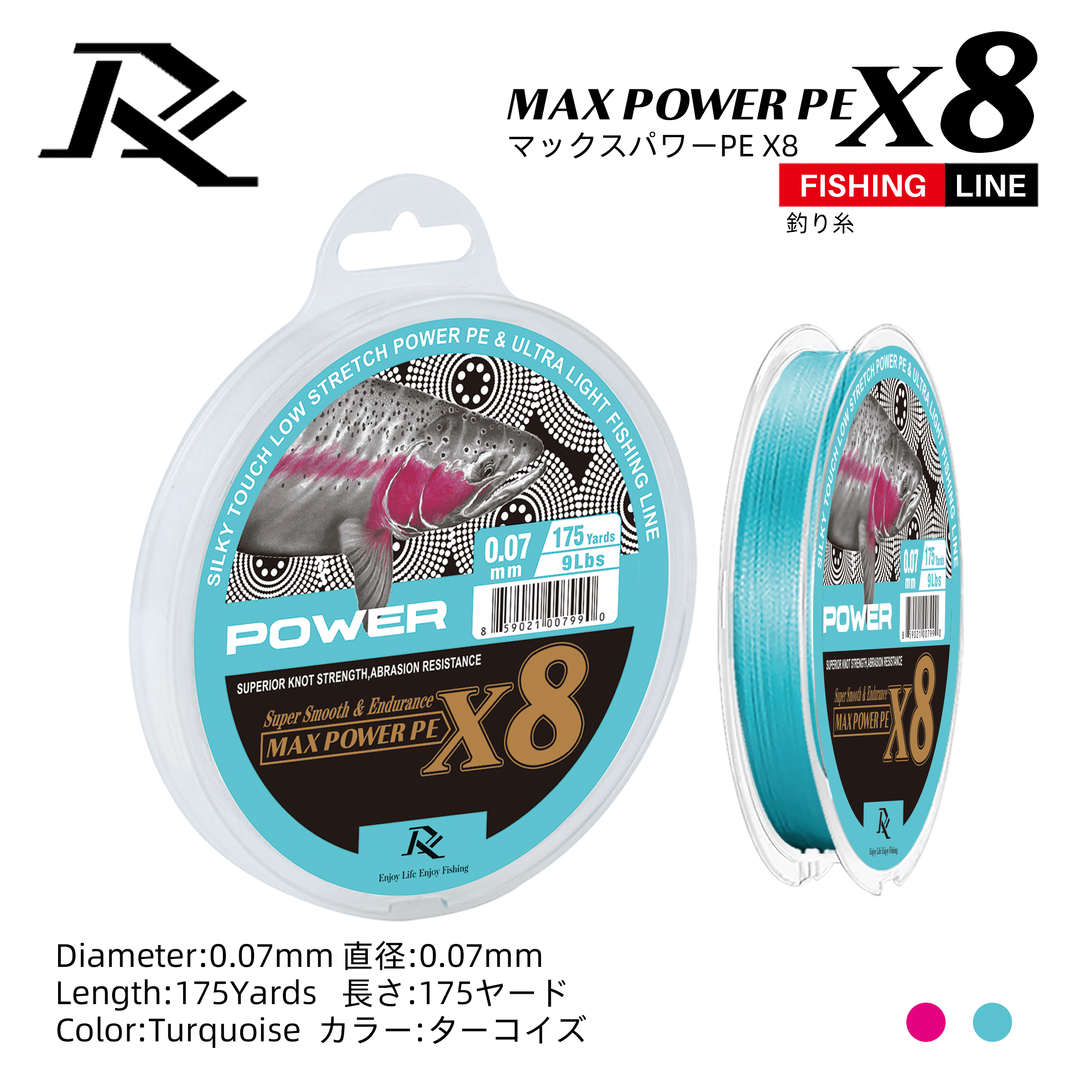 Ray Fishing Silk X8 Braided Fishing LINE - Power Series - Exceptional Power Smoothness Deign for Ultra Light Freshwater Fishing, 175Yds Each Spool