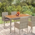 thumbnail image 1 of vidaXL Garden Table with Wooden Top Grey 150x90x75 cm Poly Rattan, 1 of 4