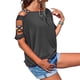 thumbnail image 3 of Minnieouse Camisa de manga corta con cuello y correa para el hombro para mujer Prendas para la parte del cuerpo Gris S, 3 of 4