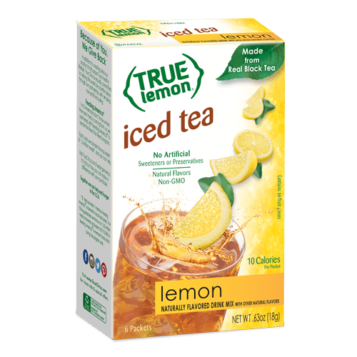 (6 Packets) True Lemon Iced Tea Stevia Sweetened, On-The-Go, Caffeinated Powdered Drink Mix