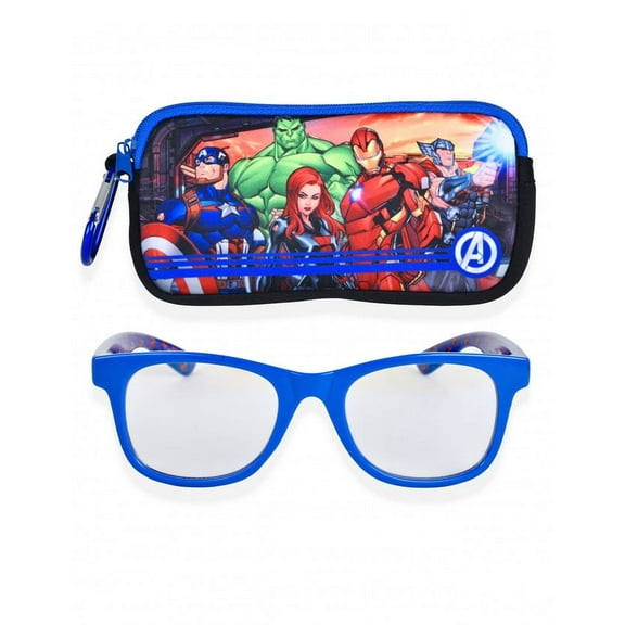 Avengers Kids Blue Light Blocking Glasses with Zippered Case and Carabiner