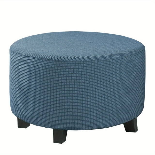 YOPTOP 1pc Contemporary Round Ottoman Footstool Cover Stretchable Polyester and Spandex Blend Machine Washable Non-Slip Grip Elastic Band Closure 180-200gsm Weight - Small Size ZZZ