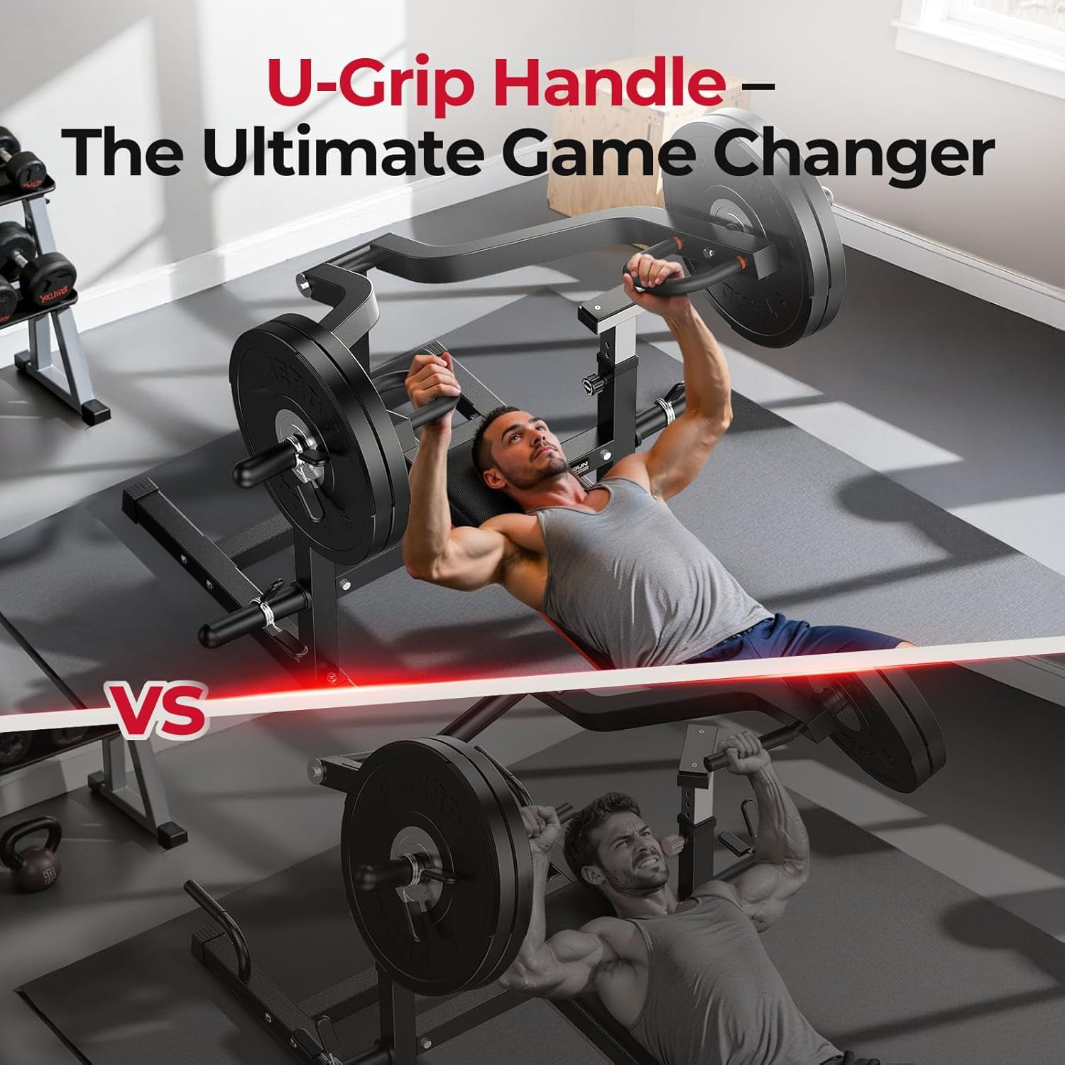 FED Fitness 3-Grip U-Handles Chest Press Machine with 1250LBS Capacity, 11+3 Adjustable Positions, Flat Incline Bench for Chest, Arms, Abs & Shoulder Home Gym |FED Fitness