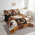 thumbnail image 4 of Homewish Rustic Western Cowboy 7pcs Bedding Comforter Set,Retro Cattle Hide Queen Bedding Sets,Country Horseshoe Cowboy Boots Queen Sheet Sets For Girl Boys,Ultra Soft Home Decor Reversible, 4 of 9