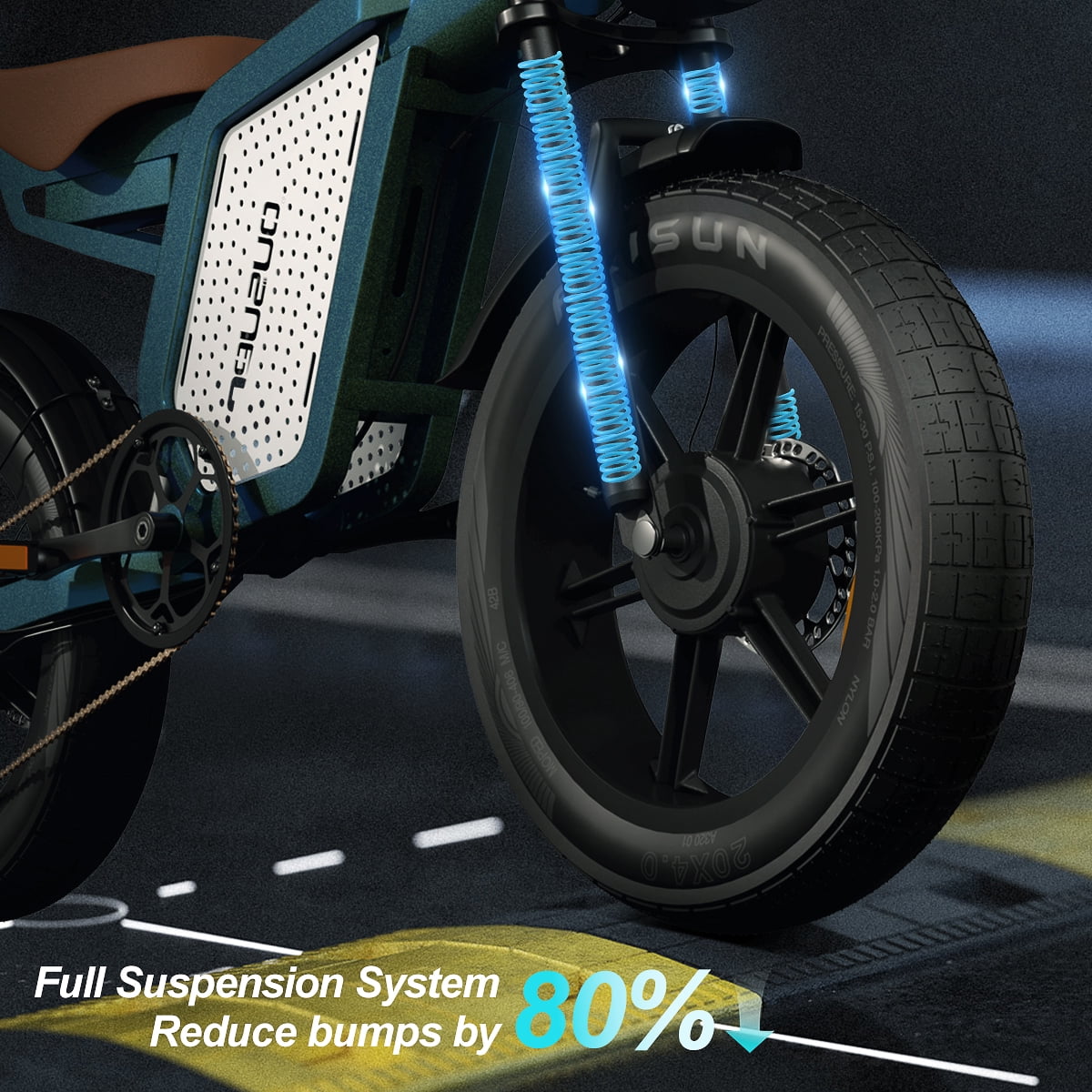 JANSNO X60 Electric Bike – 1500W Dual Motor, 48V 23Ah Battery, 20" Fat Tires, 7-Speed, Up to 80 Miles Range – Adult E-Bike