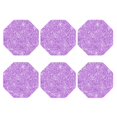 thumbnail image 2 of Honeii Lilac Glittering Print Leather Coaster Set of 6, Ideal for Safeguarding Your Furniture from Drinks Spills and Effortless Cleanup,Octagon, 2 of 7