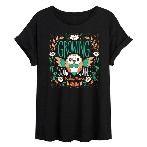 Pokémon - Rowlet Growing Your Wings Takes Time - Women's Oversized Graphic T-Shirt