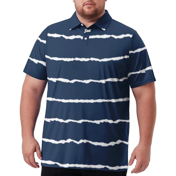 LTTVQM Mens Big & Tall Reinforced Seams Plaid Golf Shirt Short Sleeve Collared All Day Breathable Casual Top Blue 4XL