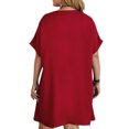 thumbnail image 2 of Innerwin Summer Short Dresses Solid Color Women Mini Dress Holiday Sleeve Oversized Sundress Red 3XL, 2 of 3