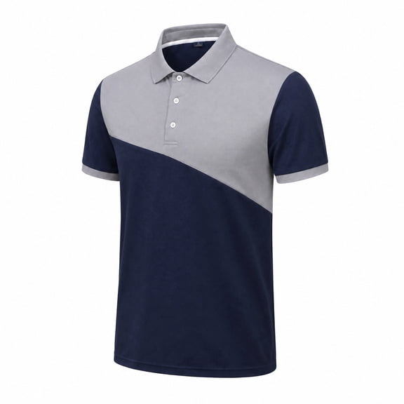 RUTAYY Men's T-Shirts Turndown Collar Color Block Tee Shirts Summer Short Sleeve Comfortable Breathable Daily Wear Fashion Seaside Tees