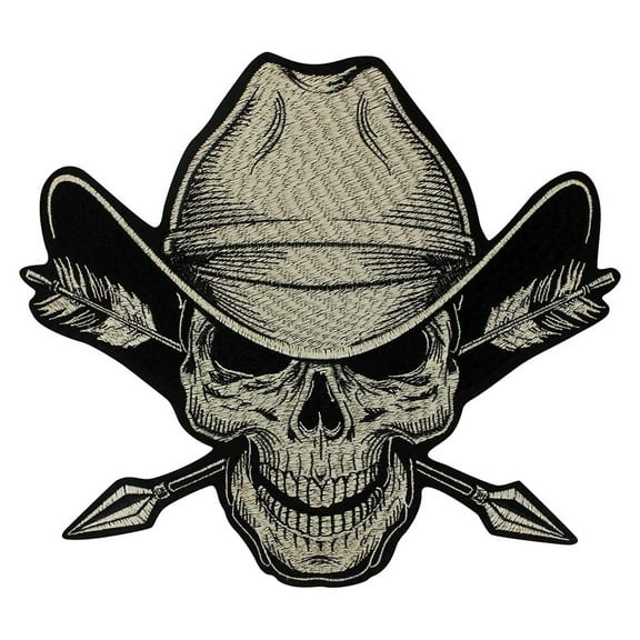 1piece Cowboy Patches Skull Arrow Iron on Patches for Jacket Embroidered Applique Rock Men Clothes Decoartive Badges