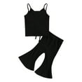 thumbnail image 6 of Qiylii Baby Girl Solid Color Outfit Strap Drawstring Camisole+ Flared Pants, 6 of 7