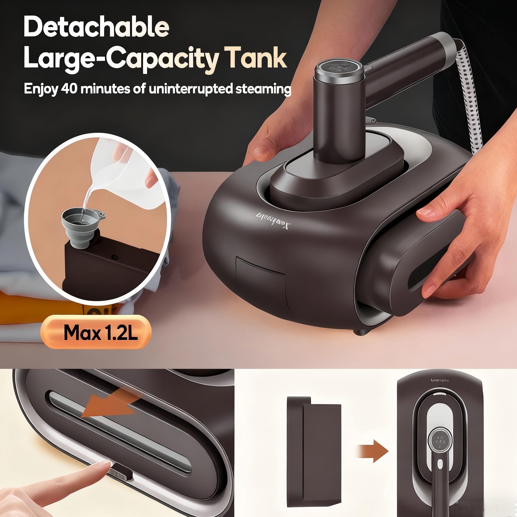 Steamer for Clothes,2-in-1 1550W Turbocharged Garment Steamer & Iron ,3 Levels Smart Control Steaming,1.2L Detachable Tank,Auto Shut-off,Self-Cleaning,Innovative Storage: Hang or Wall Mount