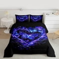 thumbnail image 2 of Castle Fairy Flying Butterfly 2Pcs Bedding Comforter Set for Boys Girls Children,Black Blue Twin Comforter Sets,Love Heart Print Breathable Bedding Set,Luxury Bedroom Decor, 2 of 8