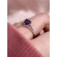 thumbnail image 2 of Natural Amethyst Ring Heart Shape Amethyst Band Ring Wedding Anniversary Promise Ring 925 Sterling Silver Gemstone Jewelry For Women Gift, 2 of 5