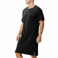 thumbnail image 3 of OVAFBAU Mens Robes Bathrobes Casual Summer Short Sleeve Crew Neck Thin Pocket Robe Sleepwear, 3 of 9