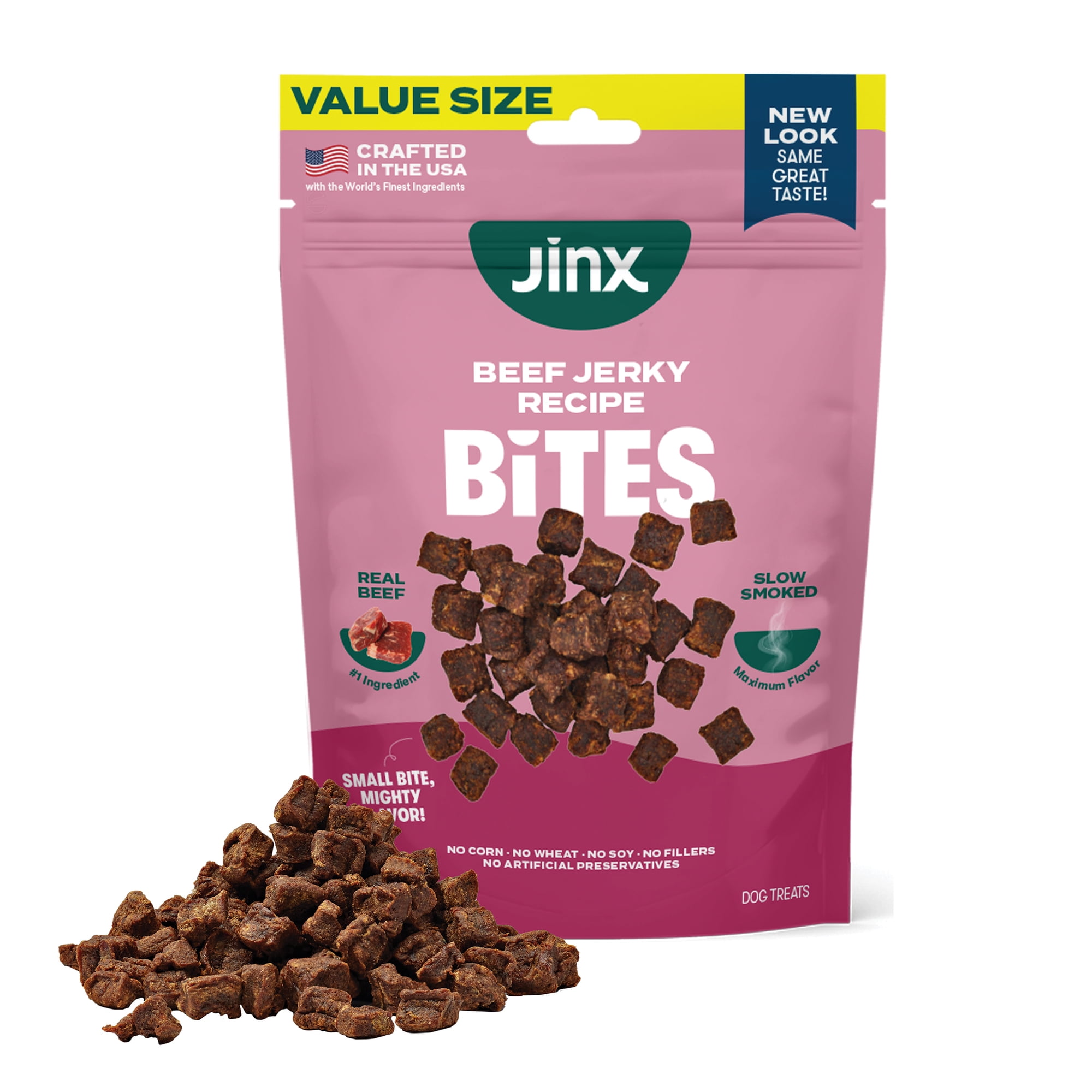 (4 pack) Jinx Beef Bites, Natural Soft Jerky Dog Treats, 15 oz Bag