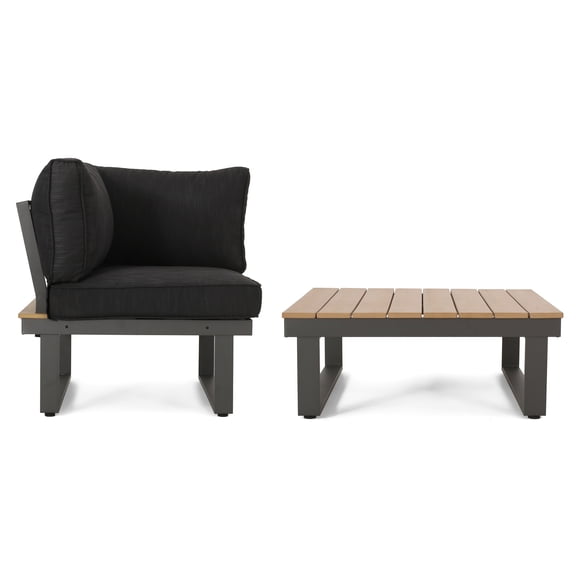 Handmade Outdoor Furniture : Aluminum Frame, Faux Wood, Water- - Dark Grey Shade Table And Chair With Structure Wood