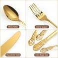 thumbnail image 7 of GPED 20-Pieces Silverware Set, Retro Royal Flatware Set for 4, Stainless Steel Mirror Cutlery Set, Include Forks Spoons and Knives set, Dishwasher Safe, Gold, 7 of 7