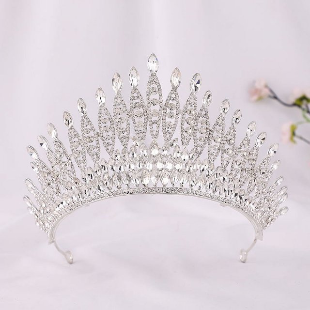 Nvzi Tiara de boda para novia, diadema de princesa, corona nupcial, joyería para el cabello con diamantes de imitación de cristal, decoración para cumpleaños, fiesta de disfraces (blanco)
