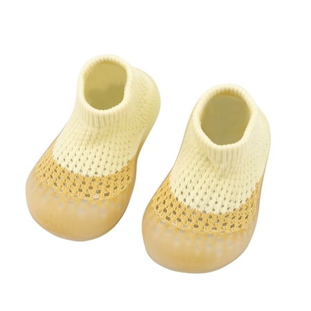 

Yinguo Socks First Elastic Baby Hole Walkers Toddler Indoor Color Shoes Mesh Baby Shoes Yellow 18