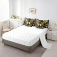 thumbnail image 3 of Gold Butterfly Bedding Comforter Sets 7 Pieces Black and Gold Marble Bed in a Bag, Grey Stone Pattern Full Bedding Sets Foil Print Comforter Set, Black Grey Golden Marbling Bedding Sets, 3 of 4