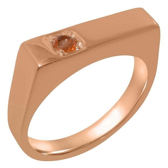 LBG British Made 9k Rose Gold Natural Citrine Mens Engagement Ring - 33 size options - Size 7