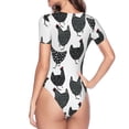 thumbnail image 4 of Balery Retro Rooster Women's Short Sleevee Crew Neck Bodysuit Tops Short Sleeve Tops Basic-Large, 4 of 9