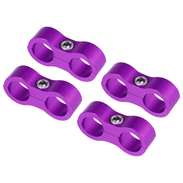 4 Piezas AN8 Coche Manguera Separador Abrazadera para Aceite Gas Freno Línea Morado