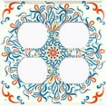 thumbnail image 3 of Metal Light Switch Plate Cover Colorful White Flower Heart Mandala Tile Pattern TIL037, 3 of 13