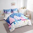 thumbnail image 3 of Feelyou Teens Xmas Tree Twin Bedding Sets 7-Piece, Dreamy Cartoon Bedding Comforter Set, Merry Christmas Reversible Sheet Sets, Microfiber Bedroom Decor, 3 of 7