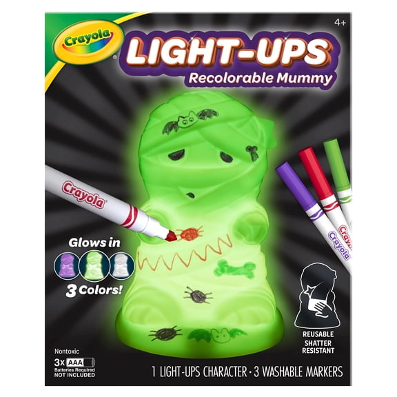 Crayola Light-Ups - Mummy, Light Up Toy Mummy, Reusable Coloring Halloween Toy, Cute Halloween Mummy Decor, Glow In The Dark