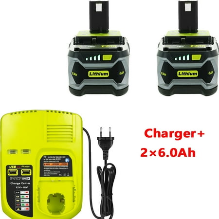 

2 packs of 6.0ah for Ryobi One + plus p108 18v lithium battery high capacity battery and P117 Charger