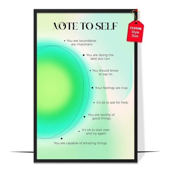 LOLUIS Aesthetic Wall Decor, Aura Energy Spiritual Gradient Trendy Print, Pink Mental Health Posters (Note To Self Aura Poster, Unframed 8"x12")