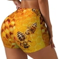 thumbnail image 1 of Balery Bees on Hive Honeycomb Pantalones cortos de entrenamiento estampados para mujer, sin costuras, ajustados, para gimnasio, yoga, correr, deportes, ejercicio activo, fitness.-Small, 1 of 8